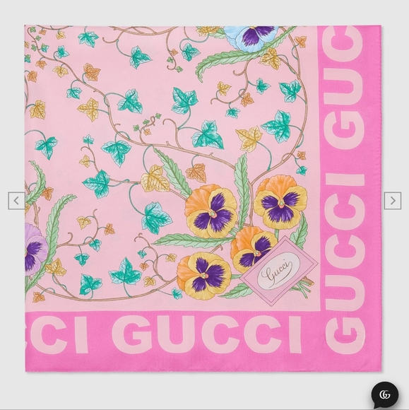 Authentic Gucci Floral Print Silk Scarve - Picture 4 of 12